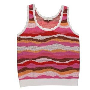 LOFT Knit Top Sleeveless Striped Multicolor Size Small Beachy Coastal Resort